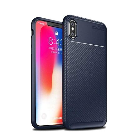 Smcase iPhone XS Max Kılıf Ultra Soft Negro Karbon Silikon   Tam Kapatan Cam