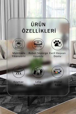 Yıkanabilir Kaymaz Taban Dijital Baskılı Halı ve Yolluk – Leke Tutmaz Salon & Mutfak Halısı