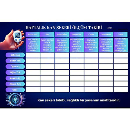 Diyabet Ölçüm Takip Çizelgesi Defteri A Kalite Özel Tasarım 3 Aylık A5