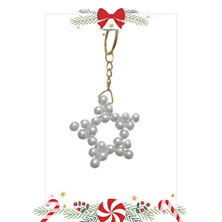 Yeni Yıl Noel Baba Kart Üzerinde Anahtarlık (Kişiye Özel Yazı Yazdırılabilir) Yıldız Model 5 Adet