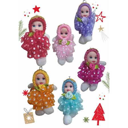 Yeni Yıl Noel Baba Kart Üzerinde Anahtarlık (Kişiye Özel Yazı Yazdırılabilir) Tütü Bebek  5 Adet