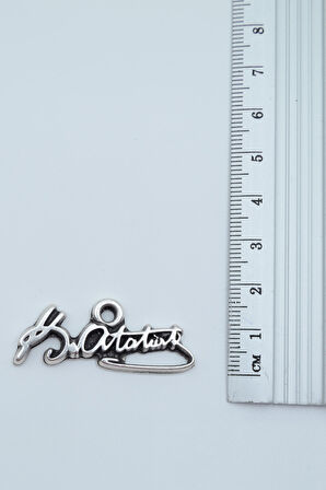 2'li Kemal Atatürk İmza - Madalyon Gümüş Kaplama Kolye Seti