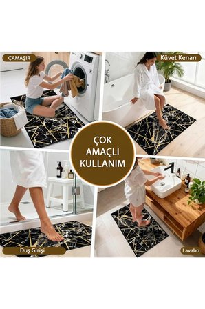Banyo Paspası, Yumuşak Banyo Halısı, Kaymaz Dot Tabanlı, Yıkanabilir - 60x100