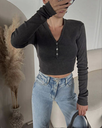  Yıkamalı Crop 