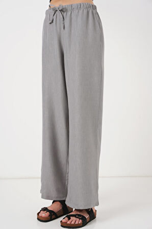 Geniş Paça Keten Pantolon 6735 - Gri