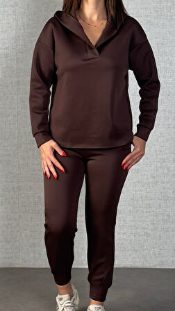 Kadın Uzun Kollu Kapüşonlu Ikili Takım