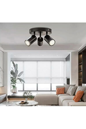 Üçlü Metal Led Avize Plofonyer Led Spot Beyaz Led Ampullü