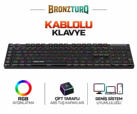 BRONZTURQ MK1054 RGB-ABS MEKANİK KABLOLU KLAVYE