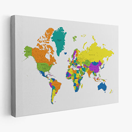 Harita Sepeti Dünya Haritası Detaylı Dekoratif Kanvas Tablo 1054