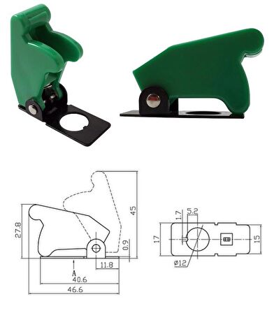 Toggle Switch Emniyet Kapağı Yeşil 12mm Çap Ic-161b