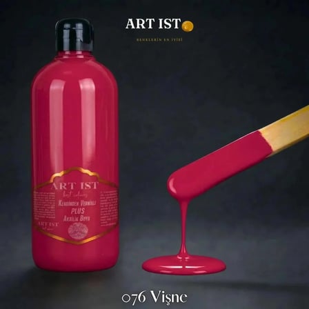 ART IST Kendinden Vernikli PLUS Su Bazlı Akrilik Boya 500 ml - 076 Vişne