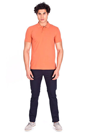 Erkek Polo Yaka Tişört Somon %100 Pamuk Slim Fit POLO T-SHİRT NCS JEANS 1055