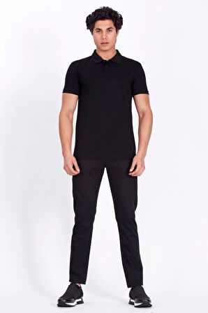 Erkek Polo Yaka Tişört Siyah %100 Pamuk Slim Fit POLO T-SHİRT NCS JEANS 1055