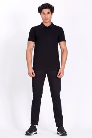 Erkek Polo Yaka Tişört Siyah %100 Pamuk Slim Fit POLO T-SHİRT NCS JEANS 1055