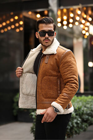 Erkek Napa Deri Içi Full Kürklü Slim Fit Mont & Ceket