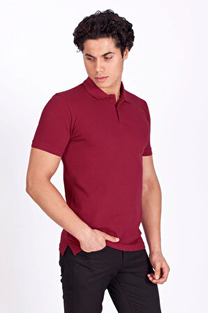 Erkek Polo Yaka Tişört Bordo %100 Pamuk Slim Fit POLO T-SHİRT NCS JEANS 1055