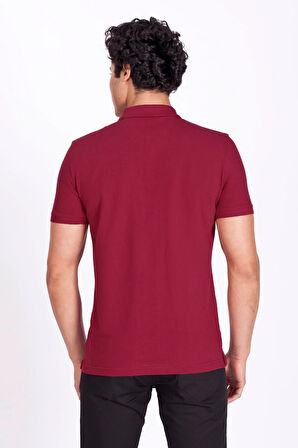 Erkek Polo Yaka Tişört Bordo %100 Pamuk Slim Fit POLO T-SHİRT NCS JEANS 1055