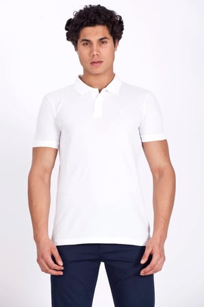 Erkek Polo Yaka Tişört Beyaz %100 Pamuk Slim Fit POLO T-SHİRT NCS JEANS 1055
