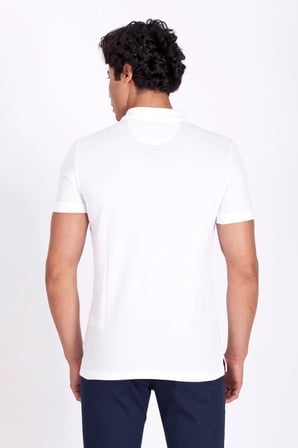 Erkek Polo Yaka Tişört Beyaz %100 Pamuk Slim Fit POLO T-SHİRT NCS JEANS 1055