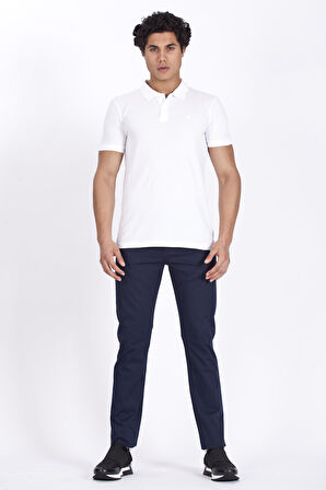 Erkek Polo Yaka Tişört Beyaz %100 Pamuk Slim Fit POLO T-SHİRT NCS JEANS 1055