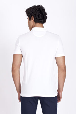 Erkek Polo Yaka Tişört Beyaz %100 Pamuk Slim Fit POLO T-SHİRT NCS JEANS 1055