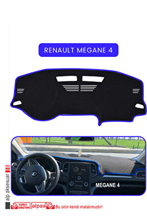 Renault Megane 4 Torpido Koruma  Halısı -  Mavi Kenar