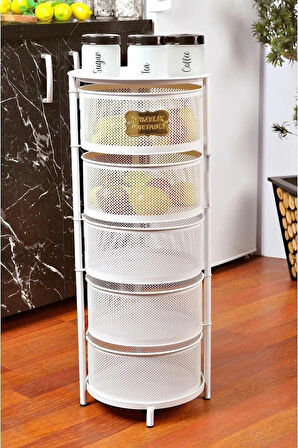 Hafsa Home 5 Katlı Açılır Kapanır Paslanmaz Metal Sebzelik (Tekerlekli)