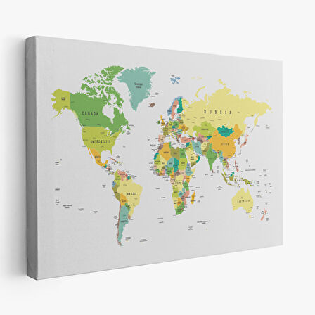 Harita Sepeti Dünya Haritası Dekoratif Kanvas Tablo 1056