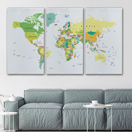 Harita Sepeti Dünya Haritası Dekoratif Kanvas Tablo 1056