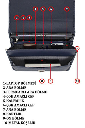 Case Club 2002 Erkek El Çantası 15.6'İnç Laptop Evrak 5 Bölmeli Su Geçirmez  Omuz Askılı