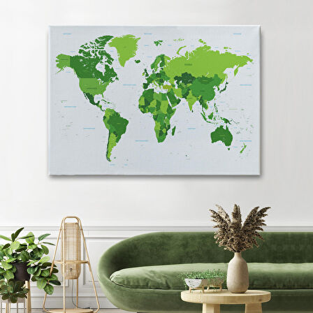 Harita Sepeti Dünya Haritası Dekoratif Kanvas Tablo 1057