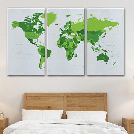 Harita Sepeti Dünya Haritası Dekoratif Kanvas Tablo 1057