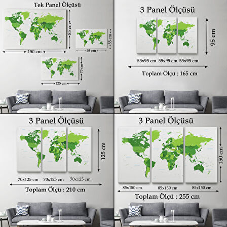 Harita Sepeti Dünya Haritası Dekoratif Kanvas Tablo 1057