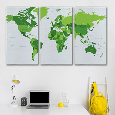 Harita Sepeti Dünya Haritası Dekoratif Kanvas Tablo 1057