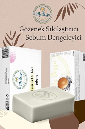 % 100 Doğal El Yapımı Yumurta Akı Sabunu, Gözenek Sıkılaştırıcı ve Sebum Dengeleyici Etkili 100 gr