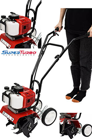 Germany 20HPX Motor Çelik Şanzıman Benzinli Ot Çalı Biçme Tekerlekli Mini Çapalama Toprak Çapası