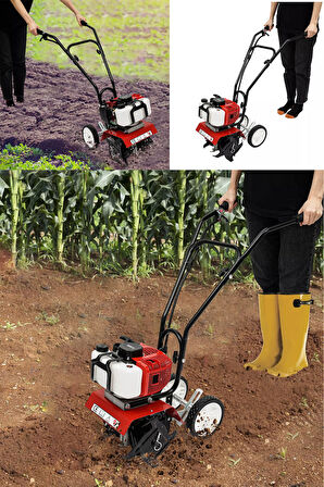 Germany 20HPX Motor Çelik Şanzıman Benzinli Ot Çalı Biçme Tekerlekli Mini Çapalama Toprak Çapası