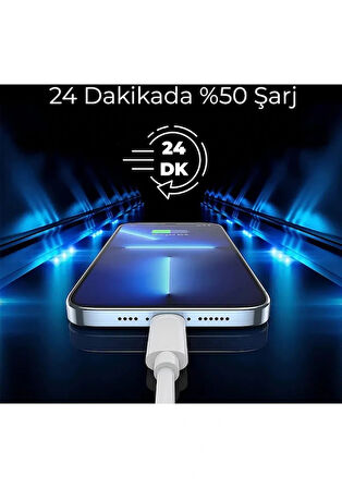 İPHONE 15 15 PRO 15 PRO MAX İPHONE 16 16 PRO 16 PRO MAX 25W TYPEC TO TYPEC HASIR ŞARJ KABLOSU VE ŞARJ ADAPTÖRÜ