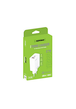 SFFNY SY228 27W USB VE TYPEC BAŞLIK ÇİFT GİRİŞ ŞARJ ADAPTÖRÜ