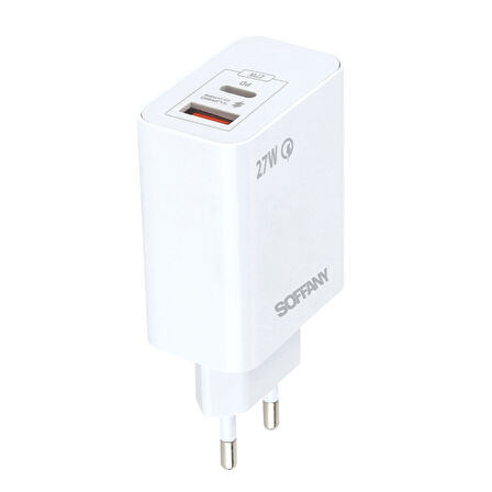 SFFNY SY228 27W USB VE TYPEC BAŞLIK ÇİFT GİRİŞ ŞARJ ADAPTÖRÜ