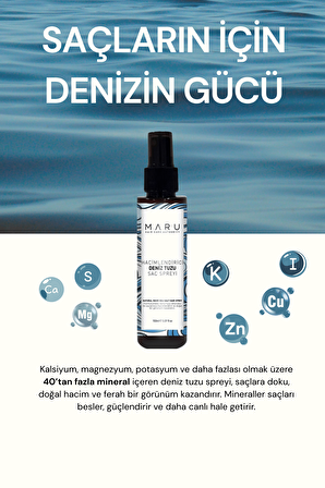 Maru Hacim Ve Dolgunluk Veren Deniz Tuzu Saç Spreyi 150 ml 8684382736782