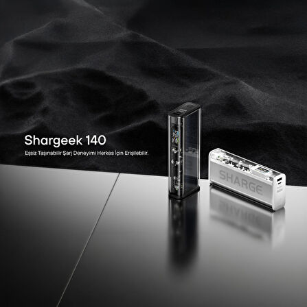 Sharge 140W - Yüksek Güçlü ve Şeffaf Tasarımlı Powerbank - Siyah
