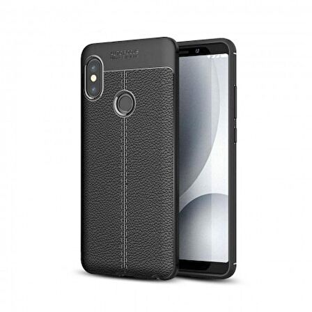 Smcase Xiaomi Redmi Note 6 Pro Kılıf Deri Dokulu Silikon   Nano Ekran Koruyucu