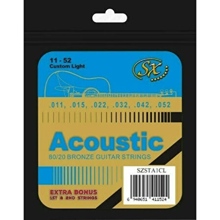 SX SZSTA1CL Custom Light Bronz Akustik Gitar Teli (11-52)