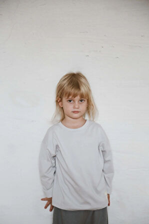 Gri Basic Uzun Kollu T-shirt
