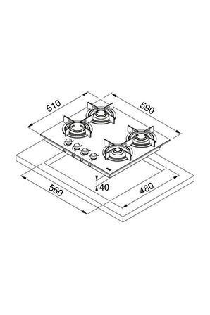 Franke FHCR 604 4G HE BK C Gazlı Ankastre Ocak