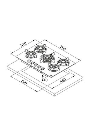 Franke FHCR 905 Gazlı Ankastre Ocak