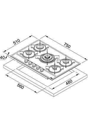 Franke FHMA 755 4G DC ML E Gazlı Ankastre Ocak