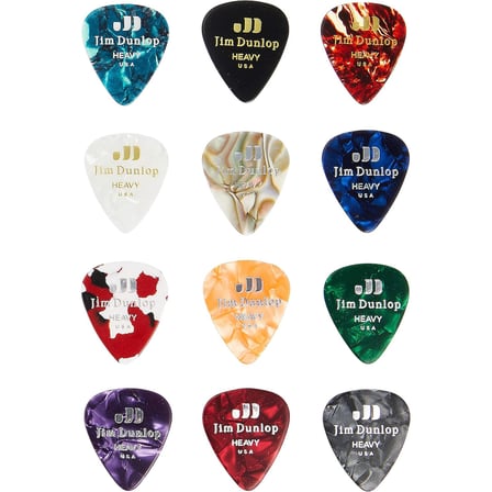 Jim Dunlop PVP107 Celluloid Heavy Pick Variety 12'li Paket Pena