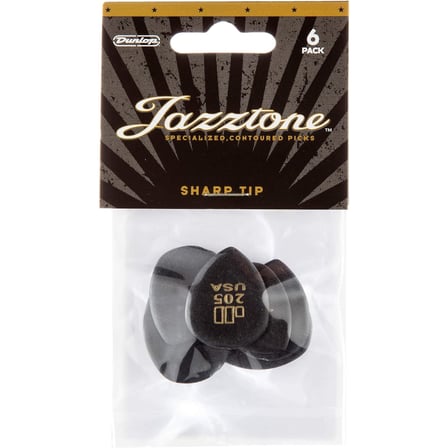 Jim Dunlop 477P205 JD Jazztones Round Tip 6'lı Paket Pena (Siyah)